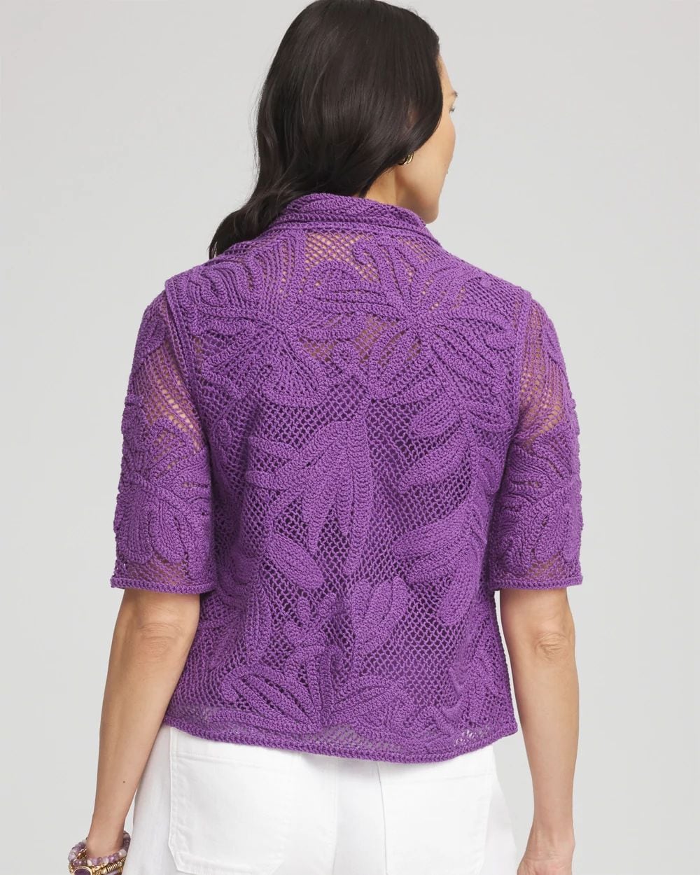 Palm-Frond Crochet-Lace Shacket | Chico's